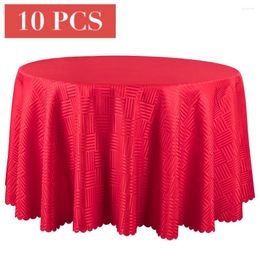 Table Cloth 10PCS Jacquard Striped Round Tablecloth Red Gold White Covers Square Linen Wedding Party El Dining Cloths