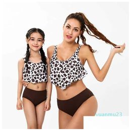 Swim Wear Child Swimsuit Parent Printed Ruffle Split Bikini Mother Daughter 54 Drop Delivery Sports Outdoors Swimming Equipment Dhbwc