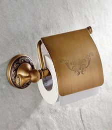 High Quality Brass Wall Mounted Antique Bathroom Toilet Paper Roll Holder Flower Print Toilet Paper Tissue Towel Storage Rack1629964