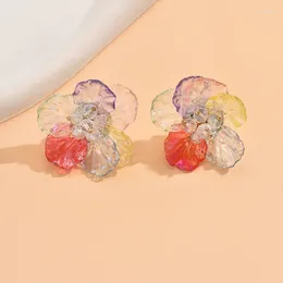 Dangle Earrings Acrylic Women's Colourful Cubic Flower Stud For Women Vacation Style Earings Fashion Jewellery