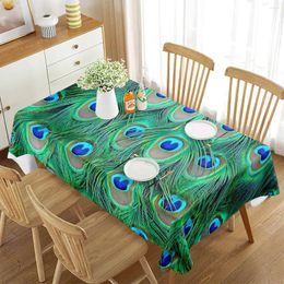 Table Cloth Peacock Tablecloth Rectangular Feather Wild Animal Art Living Room Dining Party Wedding Banquet Decor