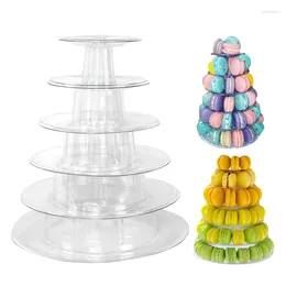 Decorative Plates 4/6Tiers Macaron Display Stand Holder Cupcake Tower Rack Plastic Cake Stands Wedding Birthday Party Dessert Table Decor
