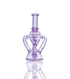 New Thick High Quality Beaker Bong Purple and Pink Recycler Dab Rig 145mm joint bongs 57 inch height2247043