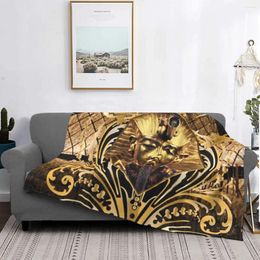 Blankets Fleece Gold Ancient Egypt God Pharaoh King Tut Throw Blanket Warm Flannel Egyptian Myth For Bedroom Travel Couch Quilt