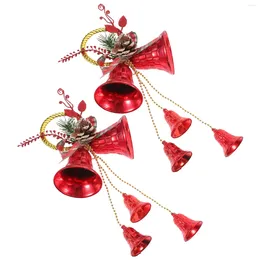 Decorative Figurines 2 Pcs Double Bell Christmas Bells Nativity Ornaments Jingle Plastic Tree Hanging Pendant