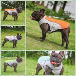Dog Apparel Breathable Cooling Vest Quick Release With Belly Buckle Polyester Harness Reflective Pet Clothes For Outdoors Walking