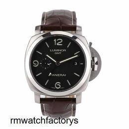 Classic Wrist Watch Panerai Men's LUMINOR 1950 Series 44mm Diameter Automatic Mechanical Calendar Display Watch PAM00320 Steel Date Display Dual Time Zone