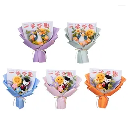Decorative Flowers Crochet Flower Bouquets Artificial With String Light And Gift Bag For Graduation Birthday Valentines Day