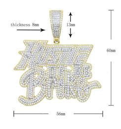 HipHop Bling Cubic Zircon Paved Hustle Letter Pendant Necklace with Rope Chain for Men Boy Fashion Charm Jewelry2630136