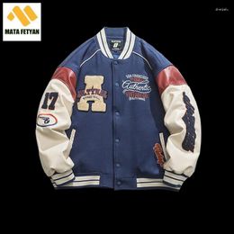 Hunting Jackets Winter Stand Up Collar Thickened Warm Mens Pilot Jacket Vintage Embroidery Casual Loose Fitting Fashion Baseball Uniform