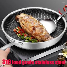 Pans 316 Stainless Steel Frying Pan Double-sided Non-stick Induction Cooker Universal Quality High Kitchen Supplies