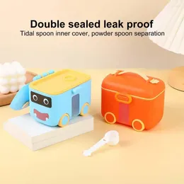 Storage Bottles Crisper Box Formula Dispenser Portable Milk Powder Container With Spoon Leakproof Cartoon Car For Outdoor