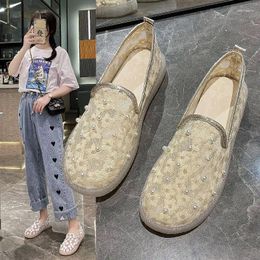 Casual Shoes MeshAnti-Slippery Breathable Women Summer All-match Loafer Flat With Slip-On Round Toe Office Lady