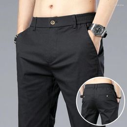 Men's Pants Solid Color Summer Comfortable And Breathable Casual Business Fashion Stretch Cotton Slim Brand Trousers Male