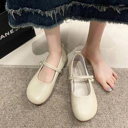 Casual Shoes For Women 2024 Women's Flat Soft Bottom Ballet Flats Simple All-match Round Toe Pu Leather Ladies Single
