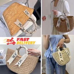 Cute Bags Designer Straw Tote Woody Basket Bag Luxury Handbag Crochet Weave Shopping Shoulder Bucket Clutch Crossbody Knit Bowknot Styles