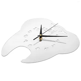 Wall Clocks Tooth-shaped Mirror Clock Modern Dental Clinic Silent Decorative Delicate Hanging Bedroom Vintage