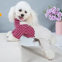 Dog Apparel Clothes Winter Striped Thick Jumpsuit British Color Teddy Small Pet Cotton-padded Coat