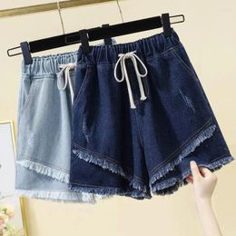 Women's Shorts Plus Size Denim Elastic High Waist Loose Casual Thin Wide Leg Pants Pantalones Cortos Ropa Mujer Fashion Clothes