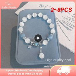 Link Bracelets 2-8PCS Moonlight Crystal Bracelet Opal Sea Blue Treasure Light Luxury Leaves Butterfly Elastic Women Jewelry