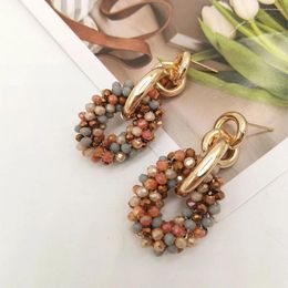 Dangle Earrings Oval Drop Chain Ear Handmade Crystal Beads For Women Jewellery Big Long Fashion Gift