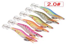 30PCS Plastic Fishing Lures Wood Shrimp Squid Jig Crankbait Jigging Hooks 20 25 30 35 40 Squid Hooks5285871