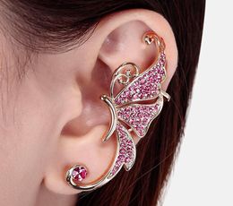 New Fashion Womens Rhinestone Crystal Butterfly Earrings Ear Cuffs Clip on Earring Pendientes Earcuff Nonpiercing Earrings Earing3811403