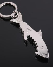 50pcs Metal 2 in 1 Keychain Bottle Opener Creative Shark Fish Key chain Beer Openers DH57882117297