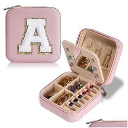 Party Favour Pink Letter Jewellery Box Portable Ring Necklace Earring Ear Stud Storage With Makeup Mirror Drop Delivery Home Garden Fes Dhvtz