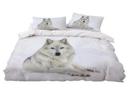 Bedding Sets White Wolf Set Bedroom Decor Doona Quilt Cover Snow Background Hypoallergenic 1PC Duvet With Pillowcase5590897
