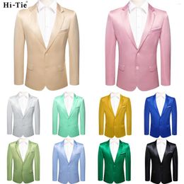 Men's Suits Hi-Tie Champagne Jacquard Solid Mens Suit Shawl Collar Tuxedo Blazers Jacket Coat Groom Dress For Wedding Business Party
