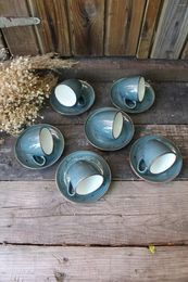 Cups Saucers Amazing Turkish Greek Arabic Coffee & Espresso Cup Set Anthracite Green 6 Personal