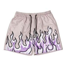 2023 Mesh Breathable Men Shorts GYM Basketball Running QuickDrying Baggy Flame Print Fashion Summer y240412