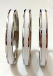 30pcs Men Women 4mm Charm Elegant Ring Classic Stainless Steel Ring White Enamel Stainless Steel Comforable Ring Bithday Gift Part3272674