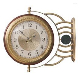 Wall Clocks 12 Inch High-end Home Living Room Decoration Silent Two-sided Clock Brass Valentine's Day Gift