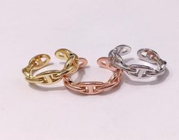 Fashion Titanium steel Brand rose gold silver open Narro H rings for women men love ring Party Wedding Valentine039s Day gift j5398667