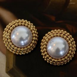 Backs Earrings Fashion Brands Share The Same High-end Retro Artistic Elegant And Versatile Classic Ear Clip With Heavy Industry Pearls
