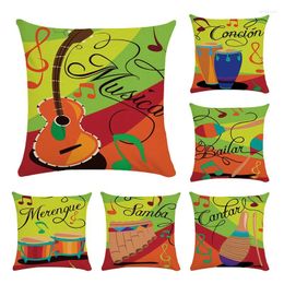 Pillow Musical Instruments Cotton Polyester Cover Sofa Chair Seat And Back Waist Square Pillowcase CR119
