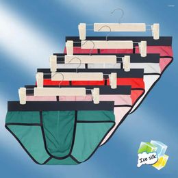 Underpants Men Briefs Solid Colour Underwear Men's Transparent Mesh Perspective With U-convex Design Low-rise Quick For Breathable