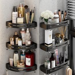 Kitchen Storage Shower Room Black Shelf Toilet Non-perforated Bathroom Triangular Basket Wall Hanging Shampoo Gel