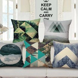 Pillow Cotton Linen Home Decorative Throw Case Decorate Sofa Cover Square 45x45cm Casual Geometric Forest Sea Mountain