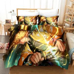 Bedding Sets 3D Cartoon Anime Cover Set Quilt Duvet Pillowcases Bed Linens 2-3PCS Kisatsutai Agatsuma Zenitsu