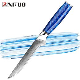 Boning Knife Fillet Knife Damascus Steel Sharp Curved Flexible Blade Kitchen Cleaver for Fish Poultry Chicken Meat Cutting Knife