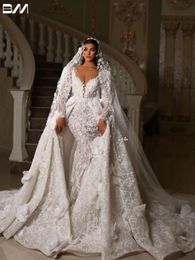 Romantic Appliques Wedding Dress 3D Flowers Pearls Sequins Bridal Gown Floor-length Bride Dresses Vestidos De Novia