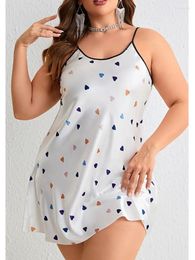 Women's Sleepwear Plus Size Women Nightgown Silk Satin Print Sleeveless Pyjama Dress Screw Neck Backless Nightwear Female Homwear