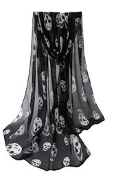 WholeAutumn Womens Scarf Girls Skulls Printed Black Long Soft Scarf Shawl Girls Neck ScarfSpecifics7335536