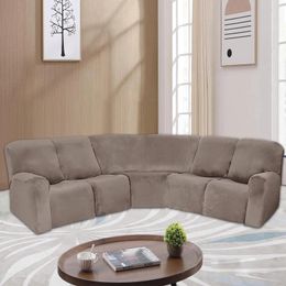 Chair Covers 7-Piece L Shape Sectional Recliner Sofa Velvet Stretch Reclining Couch For Thick Washable