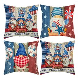 Pillow 4 PCS Set Lovely Dwarf Doll Pattern Pillowcases Independence Day Covers For Home Sofa Decorative Linen