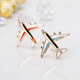 Brooches Small Airplane Brooch Pin Enamel Red Blue Metal Luxury Ladies Men's Jewelry Gift