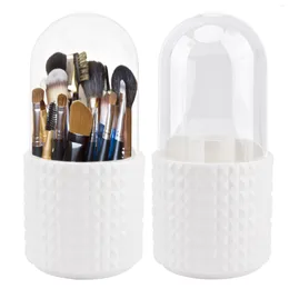 Storage Boxes Vanity Dustproof Bedroom Makeup Brush Holder Bathroom Dressing Table Cosmetic 360 Rotating Organiser Gift With Clear Lid